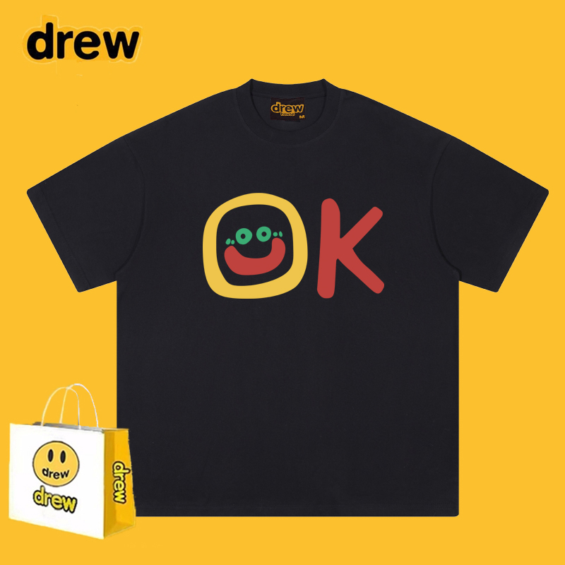 Drew美式潮牌OK字母印花纯棉短袖