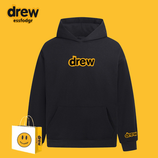 DREWESSFODGR笑脸字母印花连帽卫衣女美式 外套男 潮牌宽松情侣帽衫