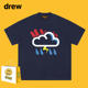 Drew美式 潮牌高级感雷电雨印花短袖 T恤男女情侣纯棉宽松百搭上衣