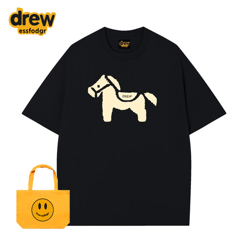Drew潮牌重磅宽松纯棉小马短袖