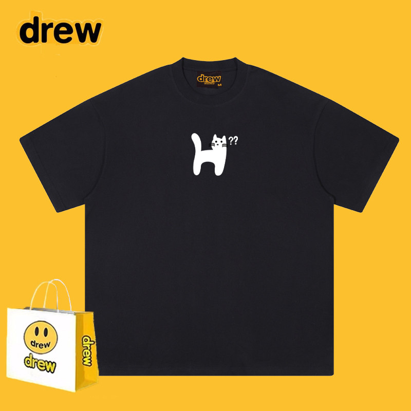 Drew美式潮牌可爱猫咪印花T恤图片