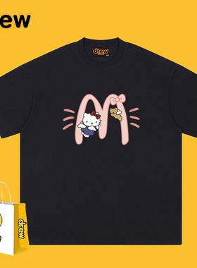 Drew美式潮牌麦门M记HelloKitty短袖T恤男女夏季学生休闲宽松上衣