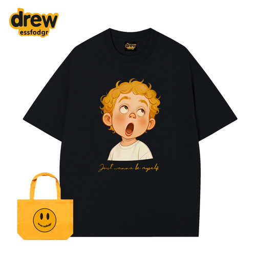 Drew美式男孩宽松纯棉卡通T恤