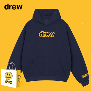 Drew笑脸字母连帽卫衣男女秋冬美式潮牌帽衫宽松休闲情侣薄款外套