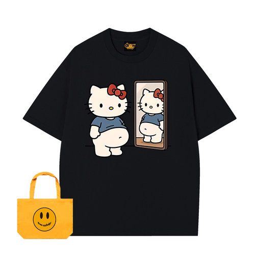 潮牌卡通Kitty纯棉宽松短袖T恤