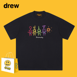 DREW ESSFODGR美式潮牌天线宝宝卡通短袖t恤男女情侣休闲宽松上衣