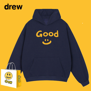 Drew字母印花连帽卫衣男女秋冬美式街头宽松休闲情侣薄款潮牌外套