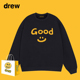 Drew美式 潮牌简约字母圆领卫衣男女高街宽松休闲情侣秋冬加绒上衣
