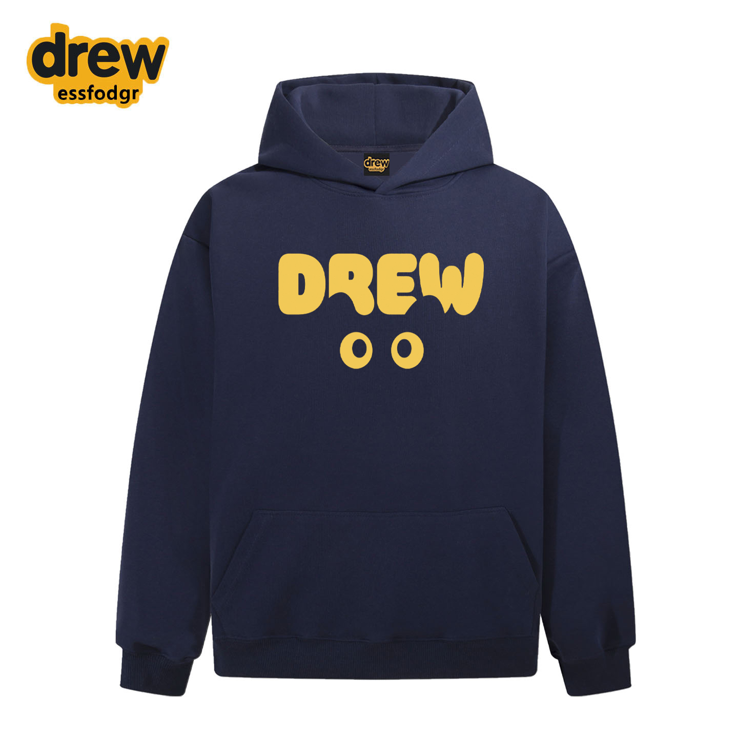 Drew潮牌猫咪眼睛印花连帽卫衣