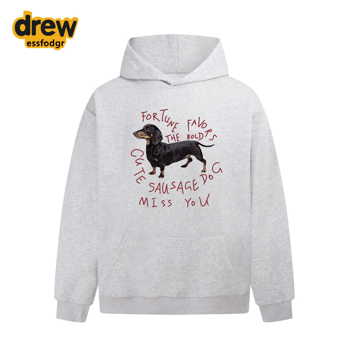 Drew美式潮牌腊肠狗休闲印花卫衣