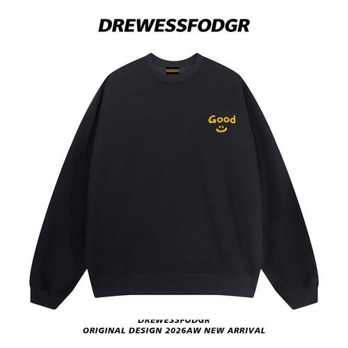 美式笑脸GOOD字母圆领卫衣秋冬季
