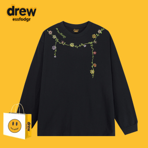 Drew美式潮牌花卉项链印花长袖衫