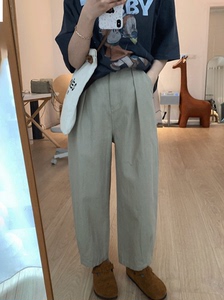 150小个子纯棉梨形身材夏季薄款女裤微胖阔腿显瘦九分裤女休闲裤