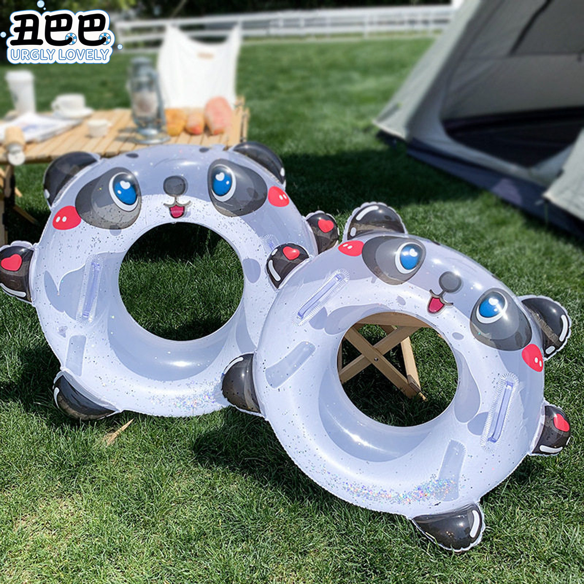 丑巴巴卡通熊猫婴幼儿童游泳圈
