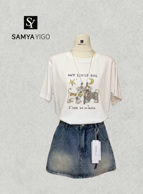 2026 SAMYA YIGO夏季新款时尚百搭显瘦短袖卡通图案T恤8389款