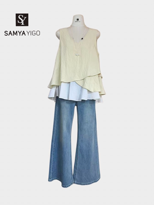 2026 SAMYA YIGO夏季新款时尚女装下摆撞色上衣9379潮流百搭款