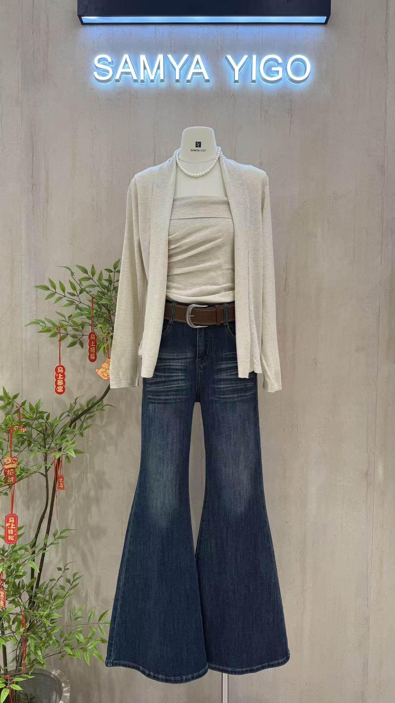 SAMYA YIGO2026春季新款韩版宽松显瘦百搭圆领针织开衫女毛衣外套