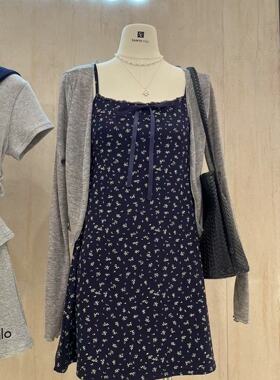 SAMYA YIGO碎花连衣裙吊带百搭开衫甜辣妹设计感复古法式715款