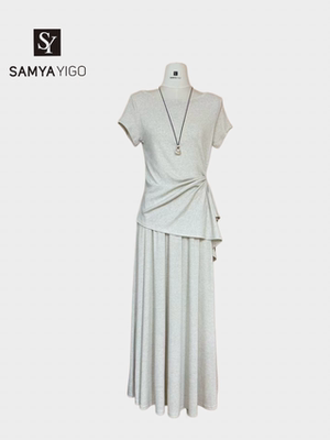 2026 SAMYA YIGO夏季新款时尚百搭显瘦短袖上衣搭配半身裙套装