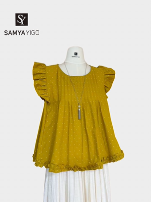 2026 SAMYA YIGO夏季新款时尚百搭显瘦小飞袖上衣韩系波点9302款