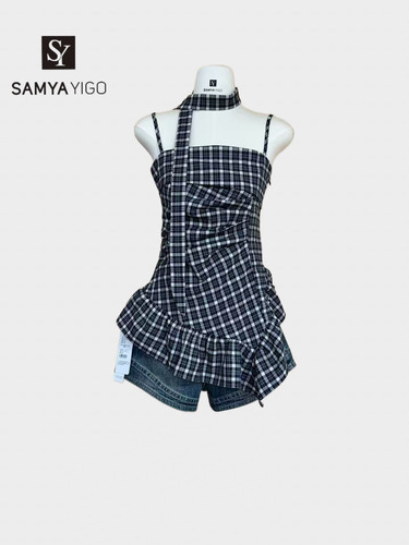 2026 SAMYA YIGO夏季时尚潮流百搭新款格子吊带8565款抹胸背心