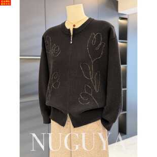 时尚休闲妈妈装针织衫女开衫春装新款上衣气质百搭中老年毛衣外套