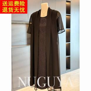 时尚妈妈装中长款雪纺连衣裙女两件套夏装新款百搭洋气中老年裙子
