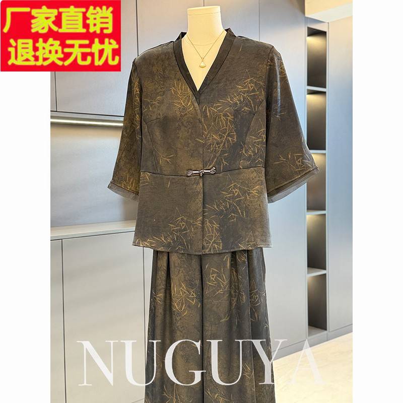 新中式国风妈妈装雪纺两件套女2025夏装新款气质减龄中老年两件套