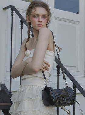 黑现货孙承完同款LETERIE 24夏抽绳褶皱蝴蝶结单肩斜挎包韩国代购