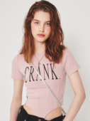 新款 字母logo修身 短袖 CRANK2023夏季 T恤性感露腰短上衣女韩国代购