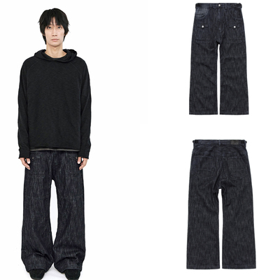 POLYTERU 25秋冬新款简约直筒牛仔裤日韩百搭休闲阔腿裤韩国代购