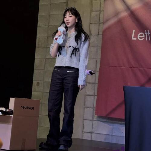 泰妍同款LARTIGENT 24冬季纯欲麻花纹系带蝴蝶结针织开衫韩国代购