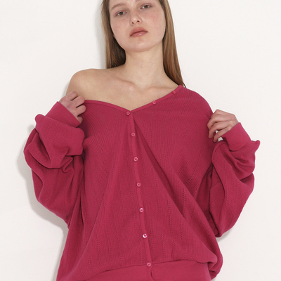 申有娜同款Polysooem25春夏纯色简约百搭针织开衫V领上衣外套韩代