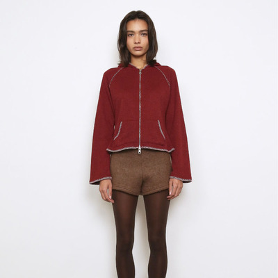 Polysooem 24冬季新款波西米亚风明线连帽外套修身上衣韩国代购