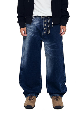 AAKAM 25秋季新品美式复古水洗纯色简约阔腿牛仔裤韩国代购