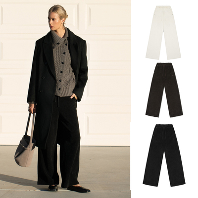 FOLNUA 25冬季新款灯芯绒休闲裤垂坠感通勤直筒裤韩国代购