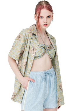 秒发runningHIGH 21夏季新品天使印花宽松时尚短袖衬衫韩国代购