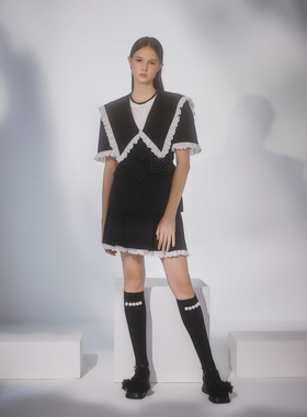 ROMANCHIC 22春夏季新款海军领韩版设计感优雅气质短外套韩国代购