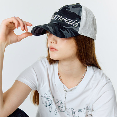 LARTIGENT 25春季新品韩国代购迷彩字母刺绣弯檐鸭舌帽韩国代购