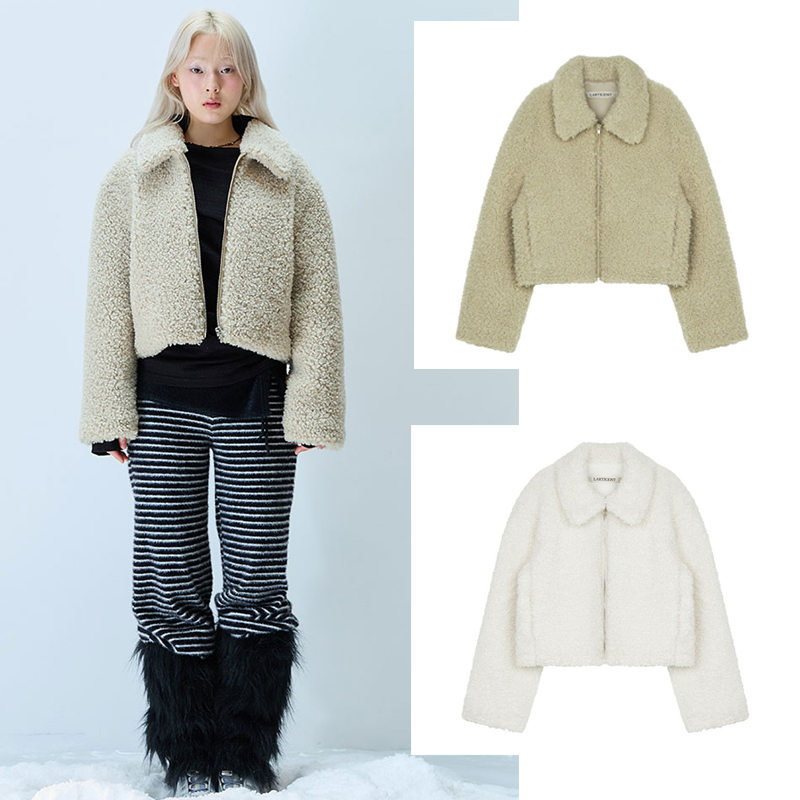 LARTIGENT 25冬季新款环保仿皮草外套纯色百搭上衣韩国代购