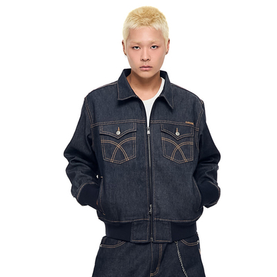 AAKAM 25秋季新品设计感明线牛仔夹克通勤百搭外套韩国代购