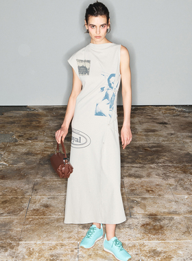 现货TheOpenProduct2023春季不规则设计感无袖连衣裙显瘦系带长裙