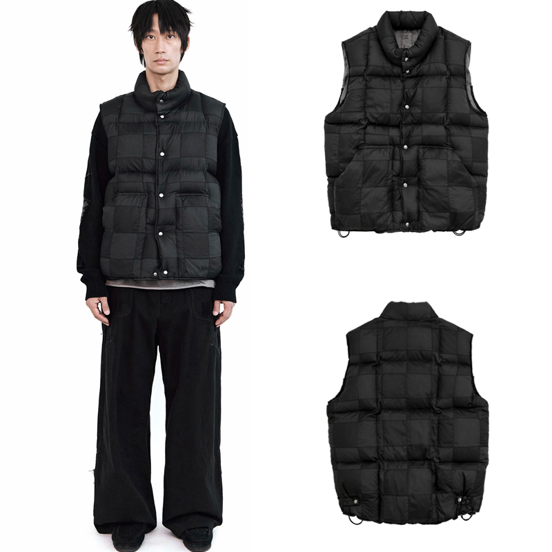 POLYTERU 25冬季新款补丁拼接羽绒背心马甲韩国代购