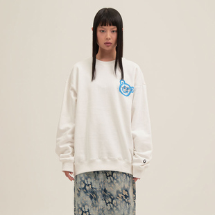 秒发ISTKUNST 21早秋新款小熊印花宽松休闲套头卫衣韩国代购