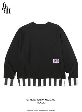 FETCH 圆领条纹拼接套头卫衣情侣款宽松休闲潮牌上衣20秋冬