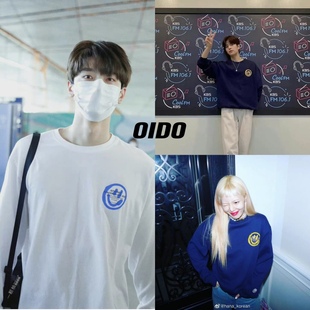 秒发ISTKUNST林一泫雅同款 21新款笑脸印花圆领套头卫衣韩国代购