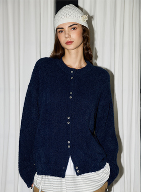 LARTIGENT 25秋季新款修身纯色简约老钱风纽扣针织衫韩国代购