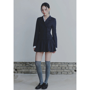 PAIN OR PLEASURE 25秋新品高智感双排扣西服连衣裙韩国代购