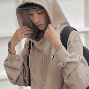 ISTKUNST22春夏新款套头连帽拉绳宽松休闲纯色简约长袖卫衣男女