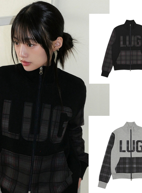 LUV IS TRUE 25冬季新款拼色字母刺绣拉链外套卫衣韩国代购